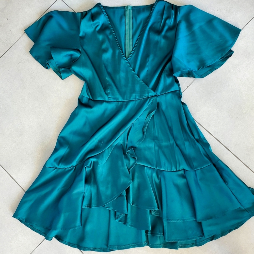 Large green silk dress